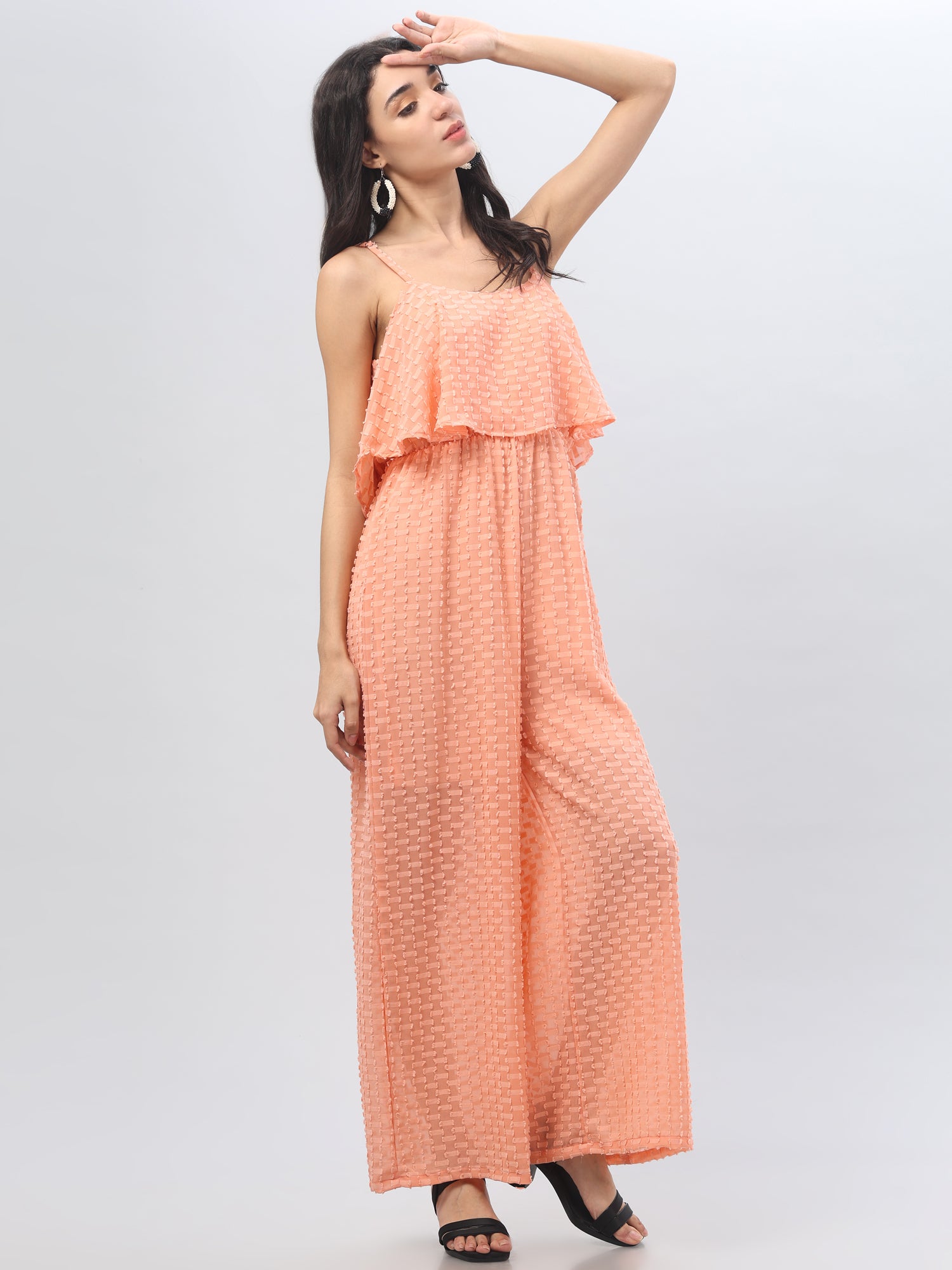 Textured Orange Jumpsuit