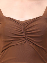 Full Sleeve Brown Bodycon Dress