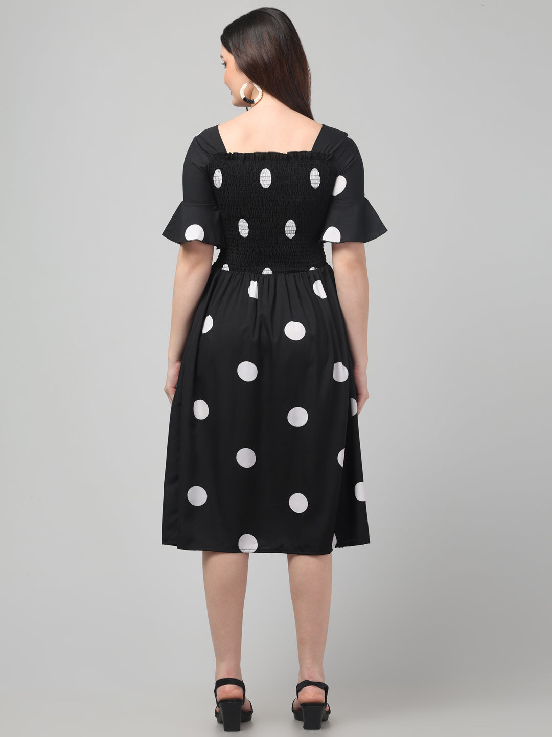 Black Polka Dot Midi Dress