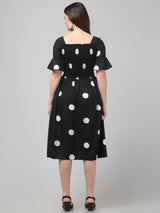 Black Polka Dot Midi Dress