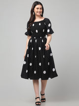 Black Polka Dot Midi Dress