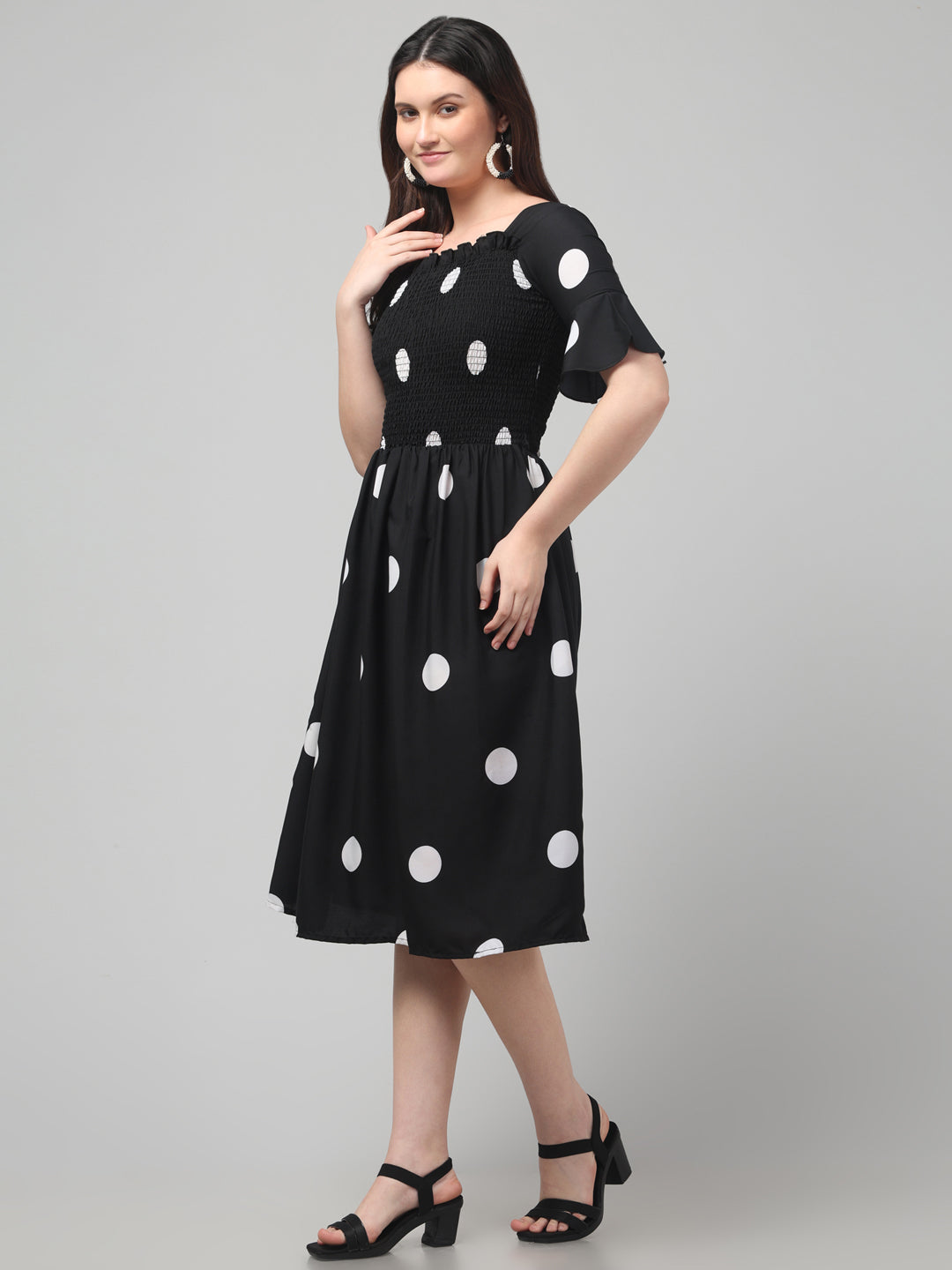 Black Polka Dot Midi Dress