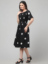 Black Polka Dot Midi Dress