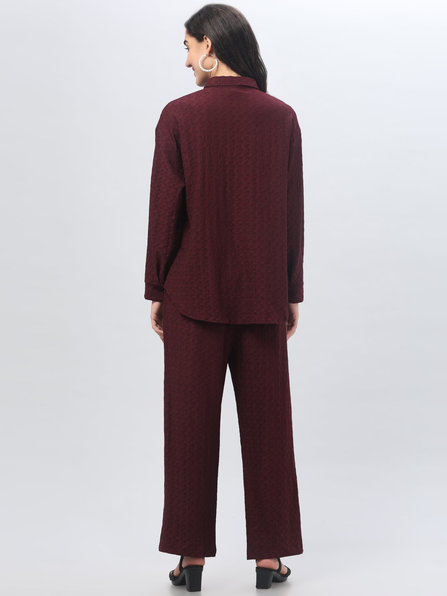 Maroon Self Design Co-Ord Set