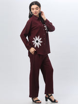 Maroon Self Design Co-Ord Set
