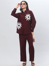 Maroon Self Design Co-Ord Set