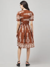 Brown Traditional Printed Dress