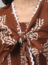 Brown Traditional Printed Dress