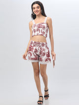 Printed White Short Co-Ord Set