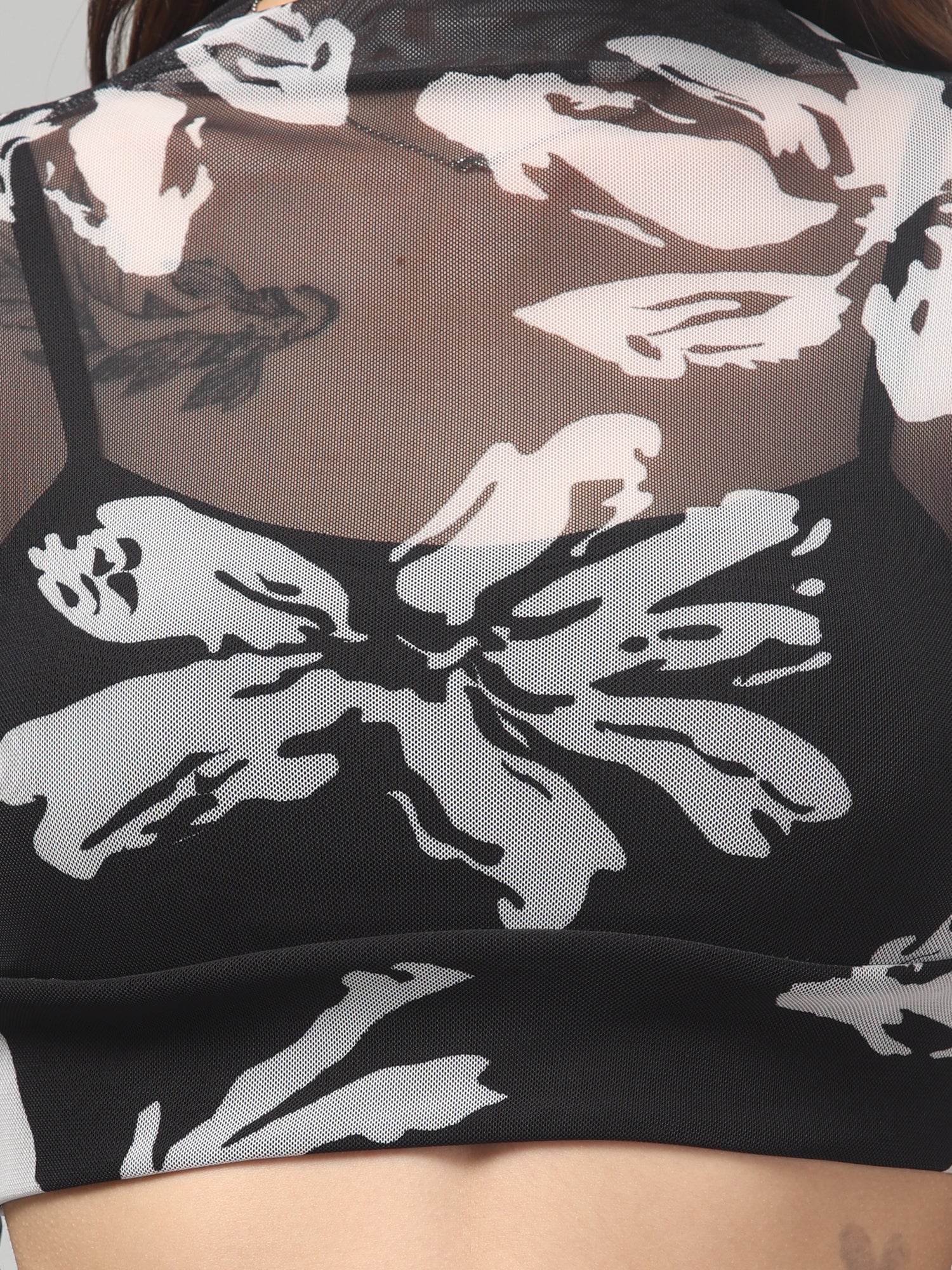 Black Floral Crop Top