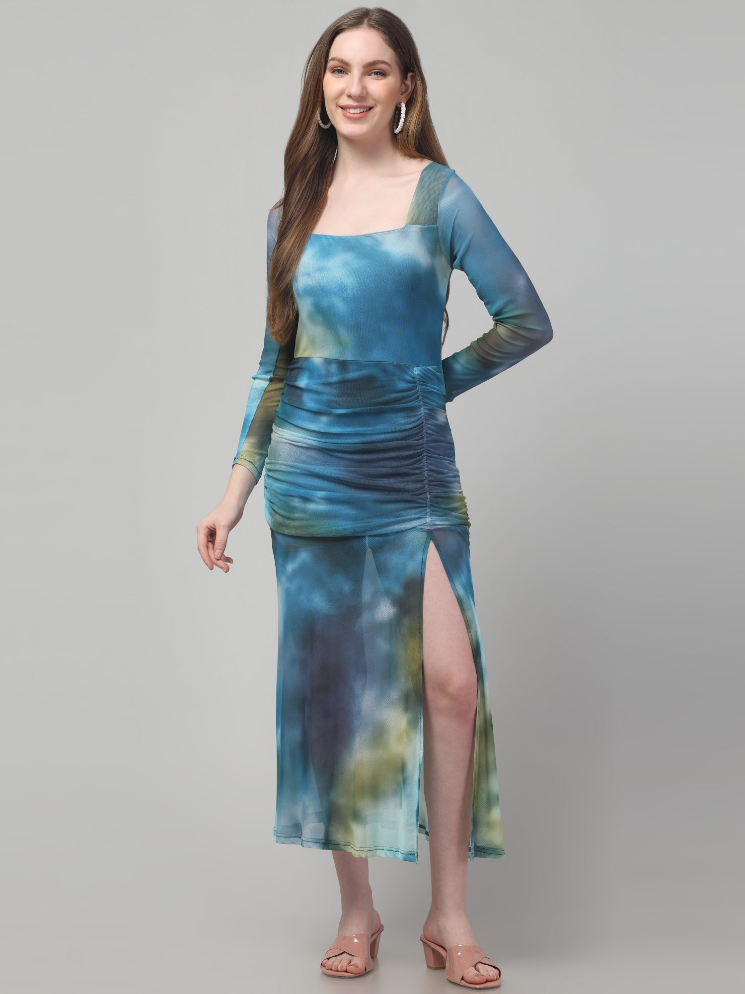 Tie & Dye Slit Midi Dress