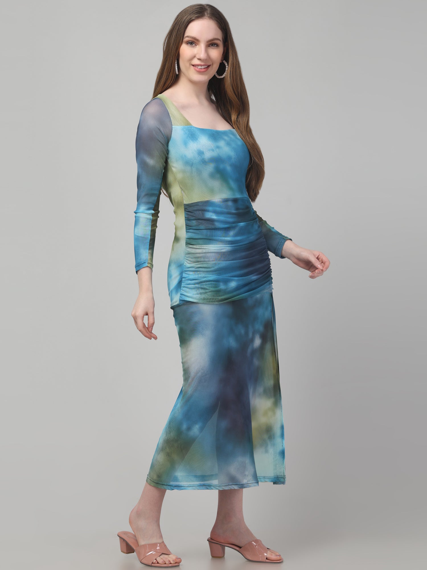 Tie & Dye Slit Midi Dress