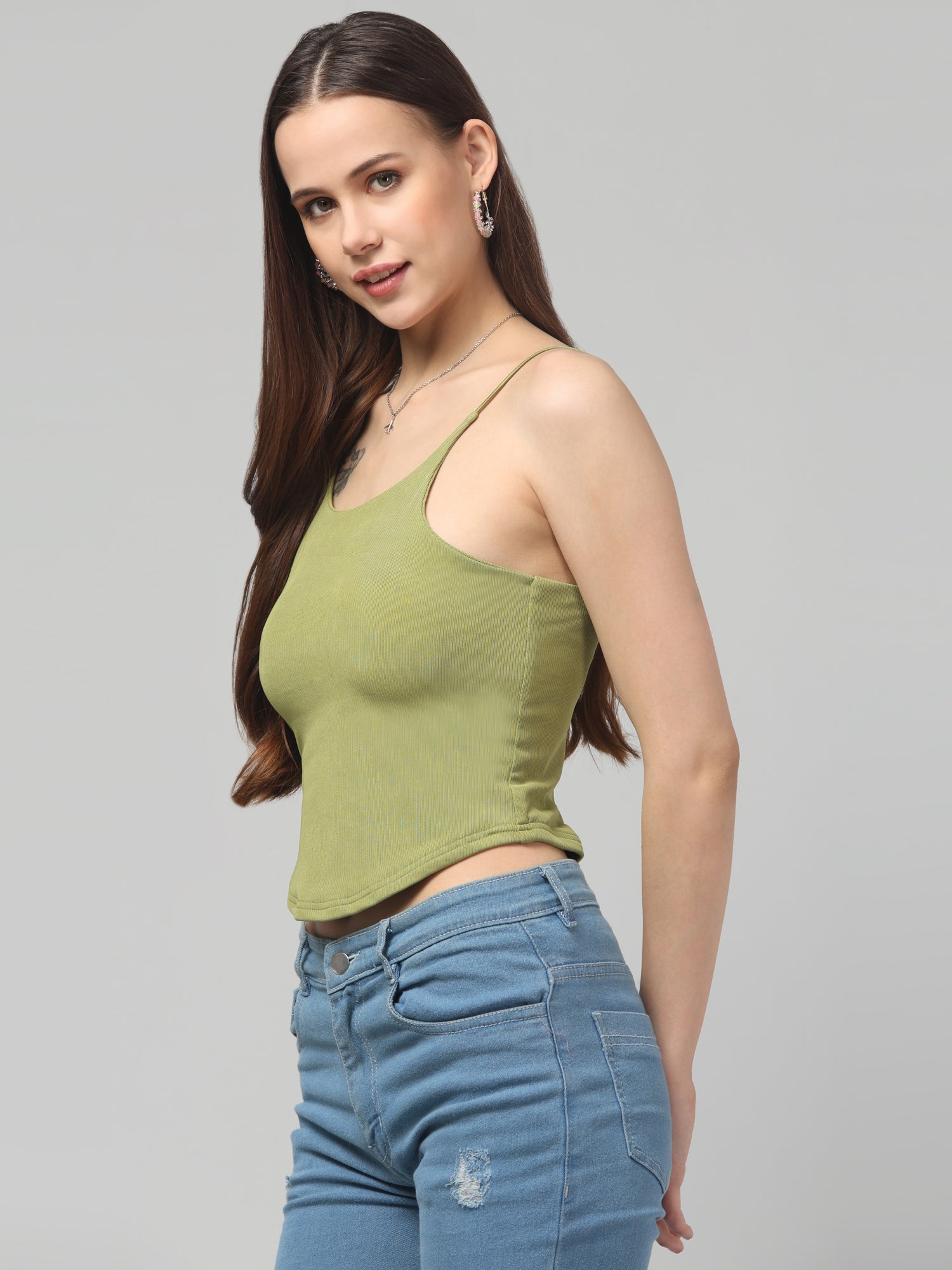 Green Shoulder Strap Top