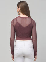 Mauve Full Sleeve Net Top
