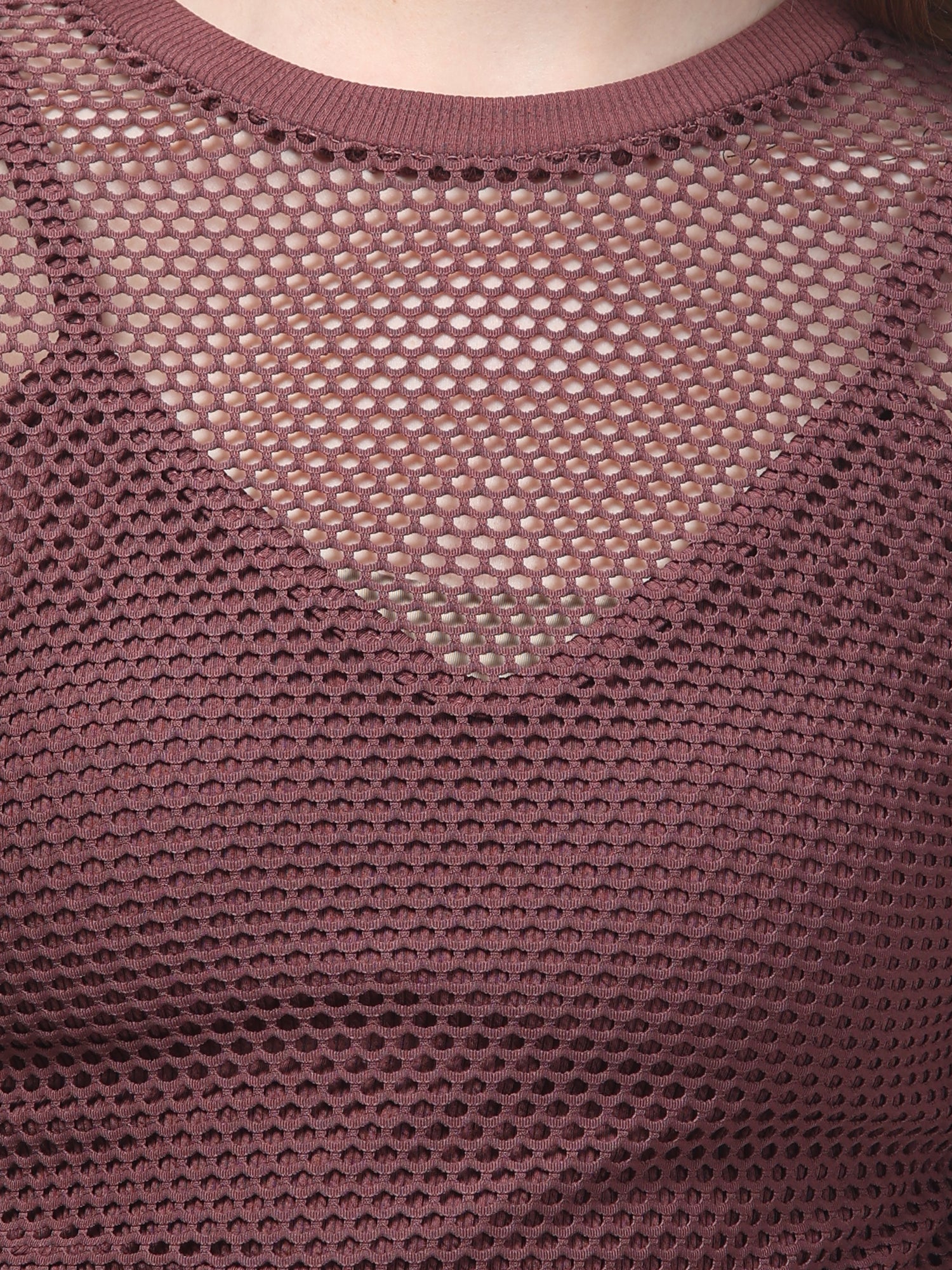 Mauve Full Sleeve Net Top