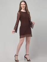Brown Party Wear Mini Dress For Womens