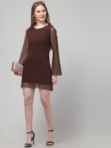 Brown Party Wear Mini Dress For Womens