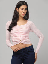 Gathered Pink Crop Top