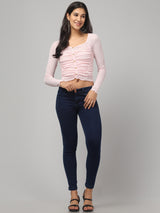 Gathered Pink Crop Top