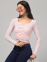Gathered Pink Crop Top