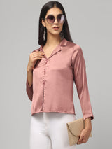Beige Solid Satin Top