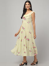 Off Shoulder Embroidered Maxi Dress