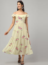 Off Shoulder Embroidered Maxi Dress