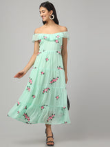 Off Shoulder Embroidered Maxi Dress