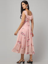 Off Shoulder Embroidered Maxi Dress