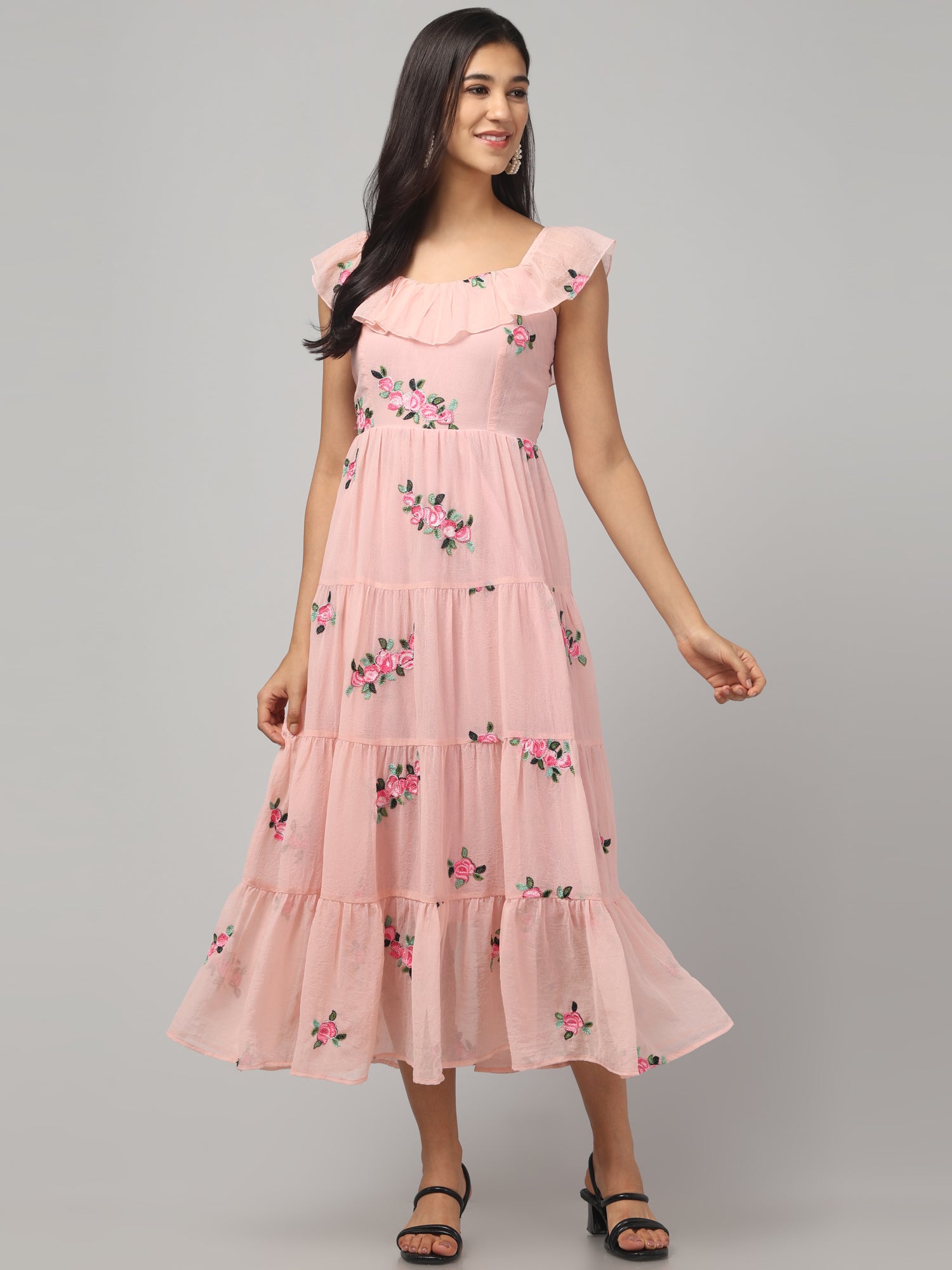 Off Shoulder Embroidered Maxi Dress
