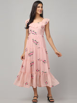 Off Shoulder Embroidered Maxi Dress