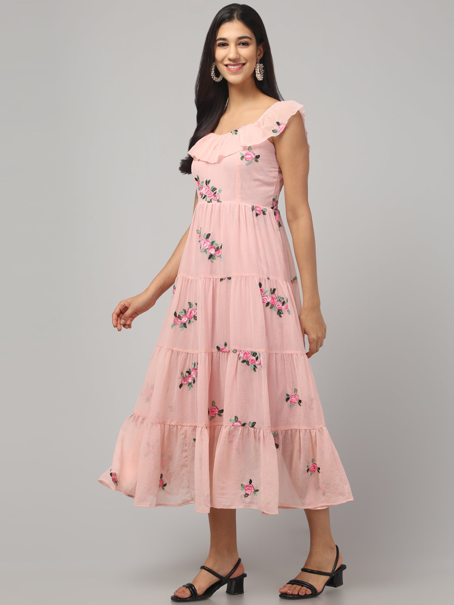 Off Shoulder Embroidered Maxi Dress