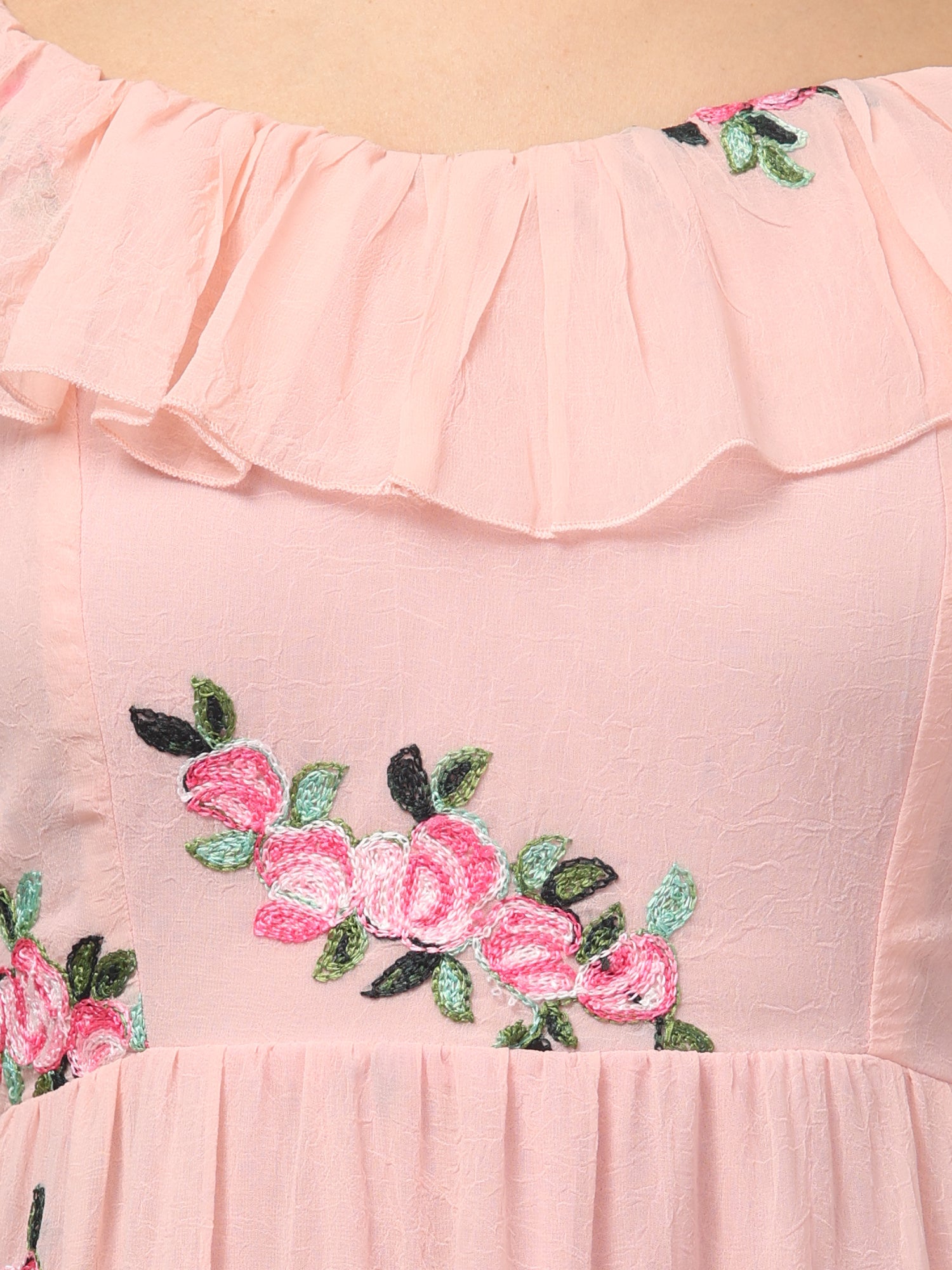 Off Shoulder Embroidered Maxi Dress
