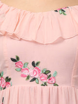 Off Shoulder Embroidered Maxi Dress