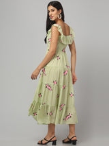 Off Shoulder Embroidered Maxi Dress