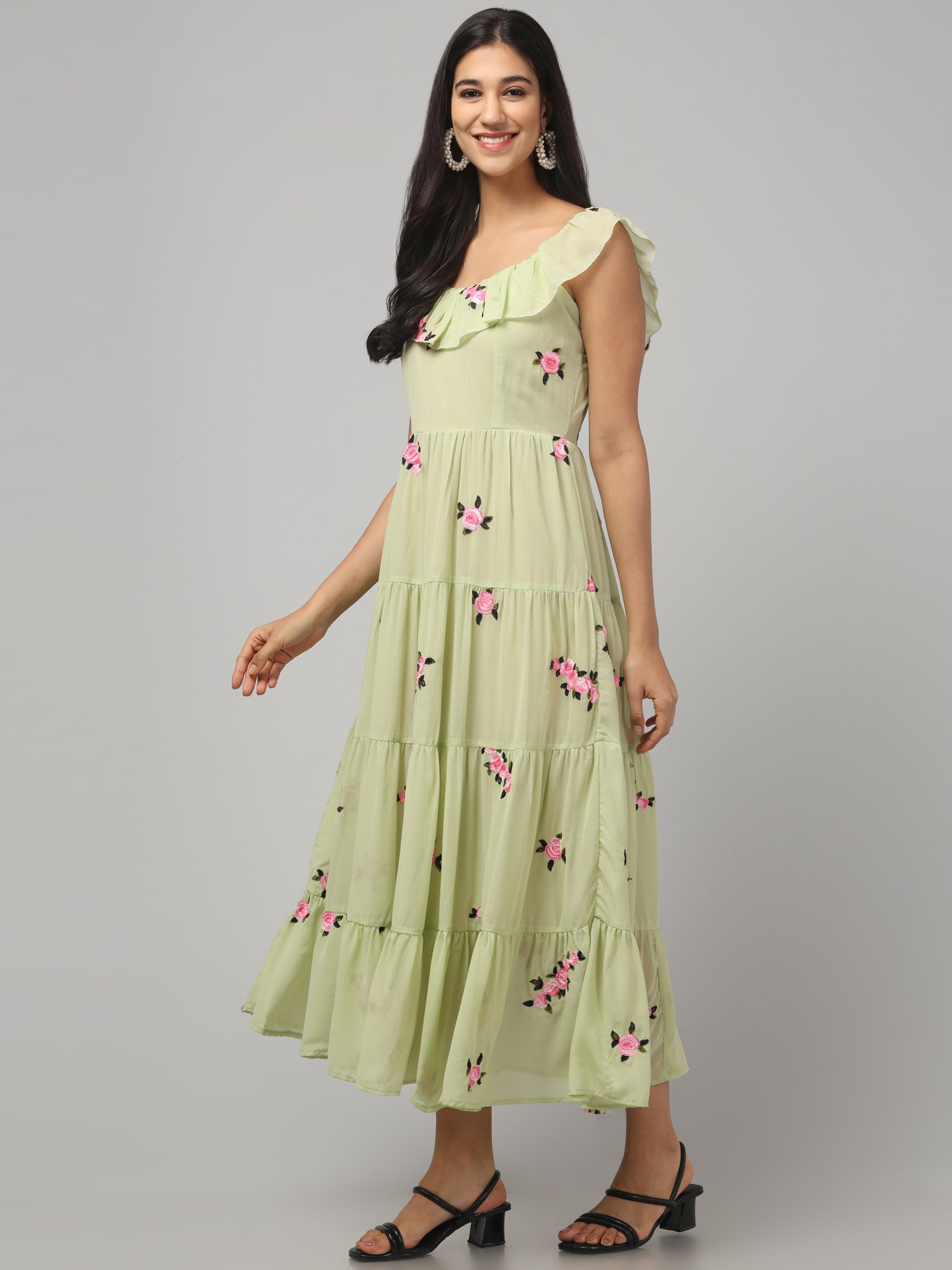 Off Shoulder Embroidered Maxi Dress