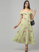 Off Shoulder Embroidered Maxi Dress