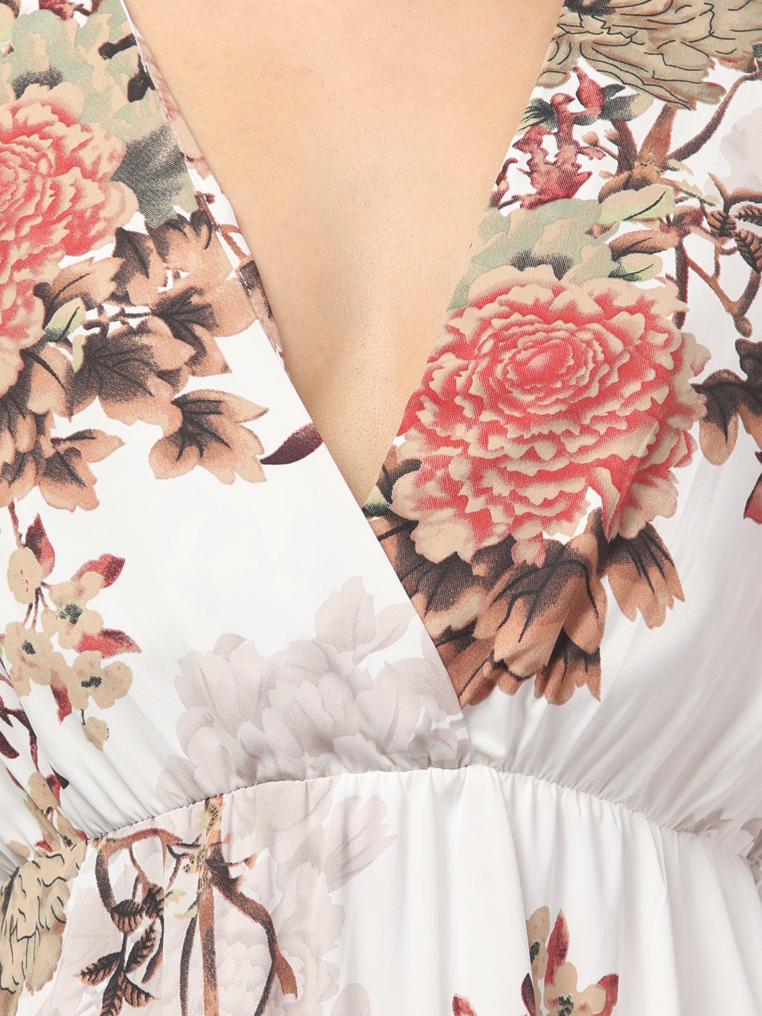 Multicolor Floral White Midi Dress
