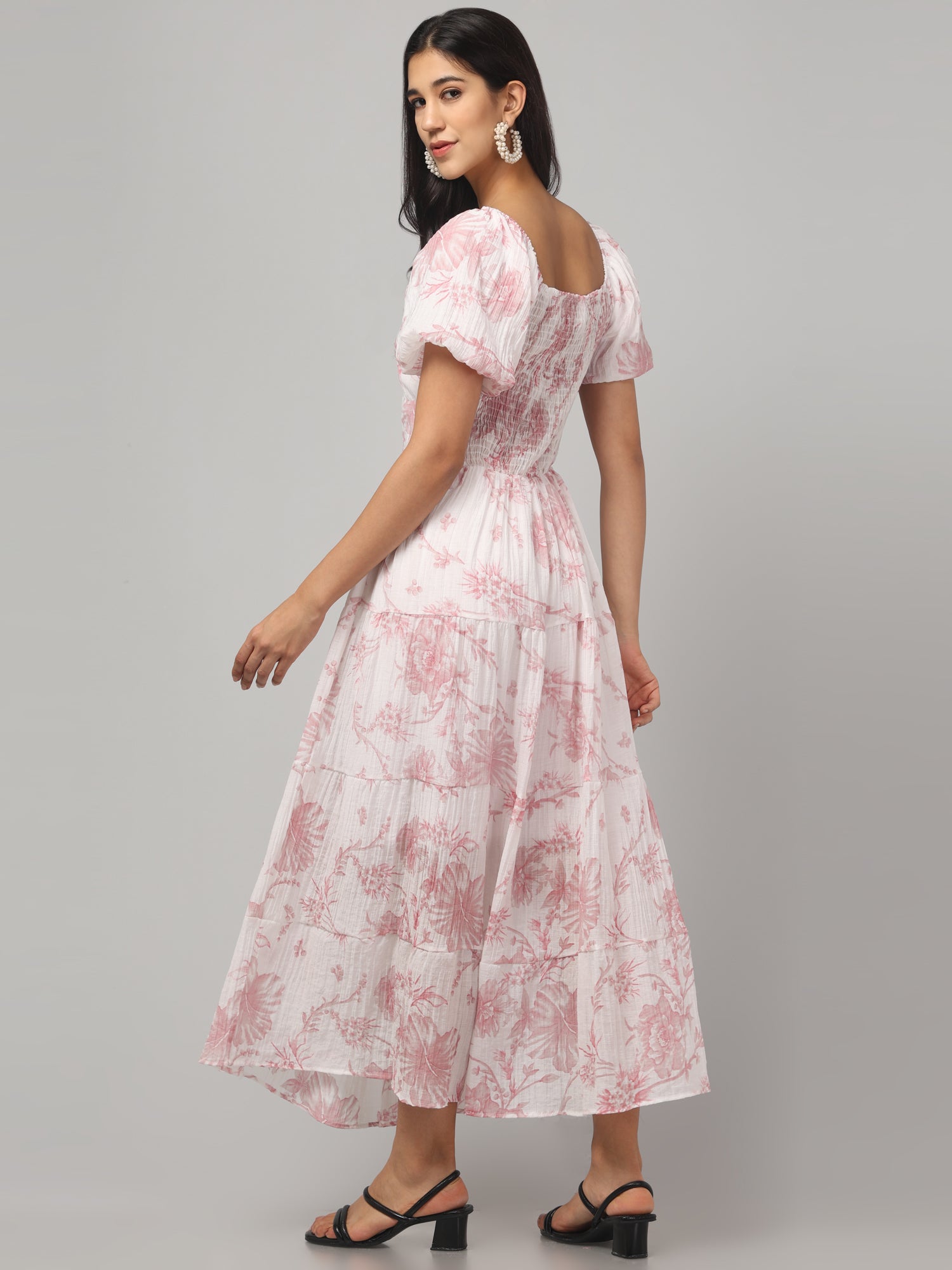 White Sweetheart Neck Floral Maxi Dress