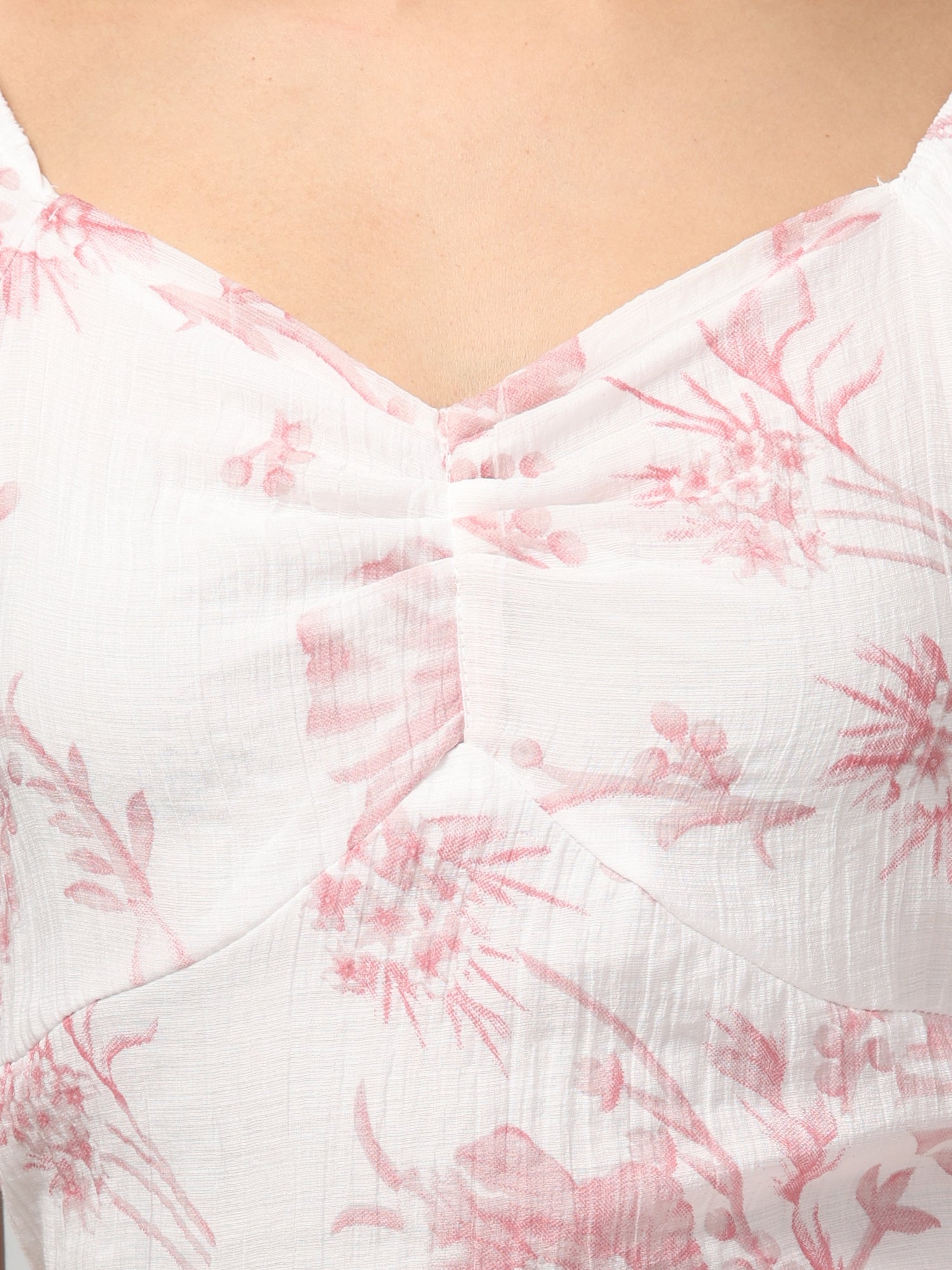 White Sweetheart Neck Floral Maxi Dress