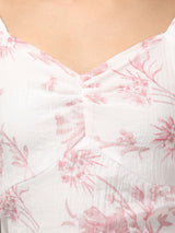 White Sweetheart Neck Floral Maxi Dress