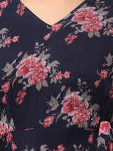 V Neck Multicolor Floral Maxi Dress
