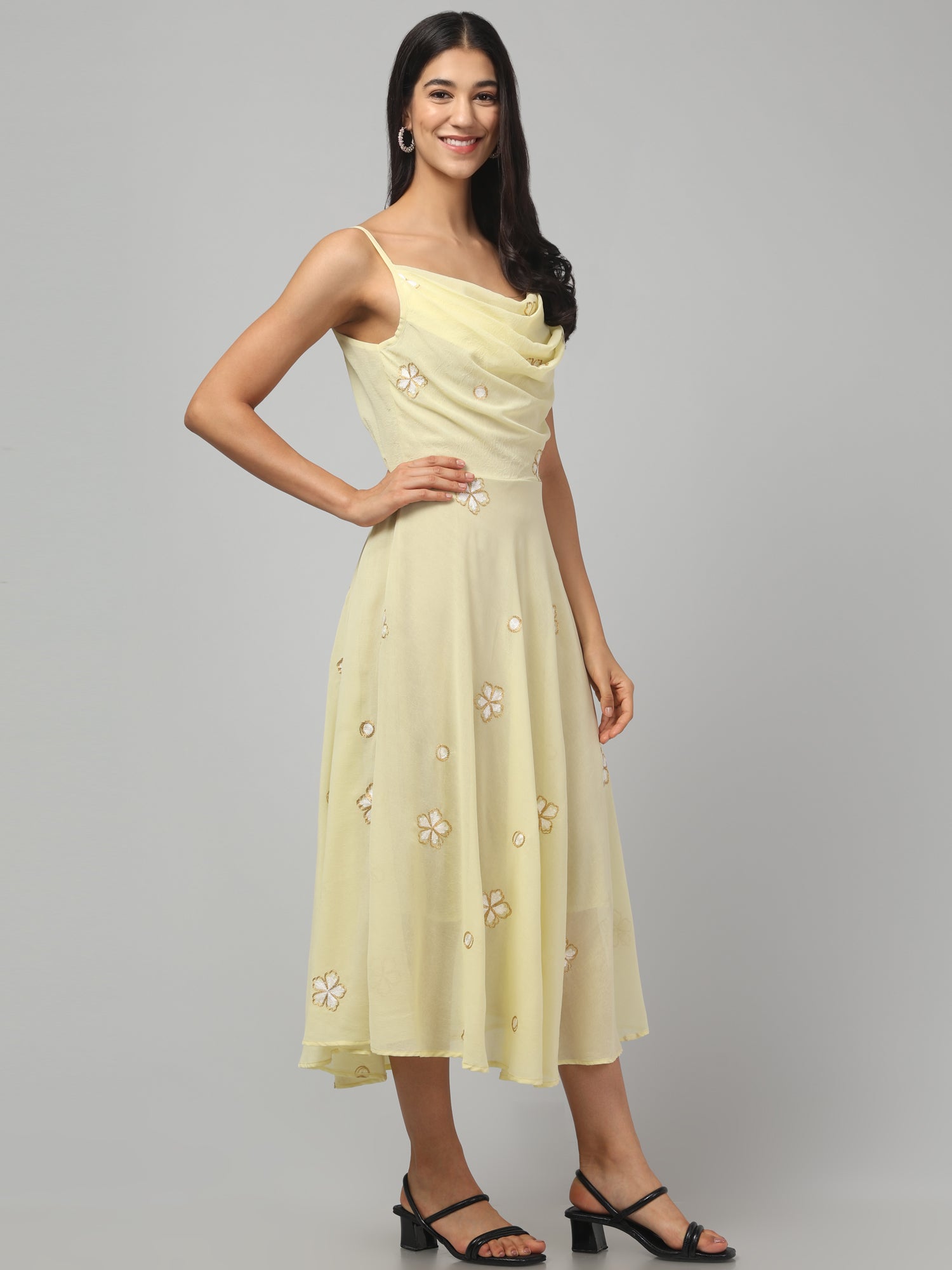 Cowl Neck Midi Dress