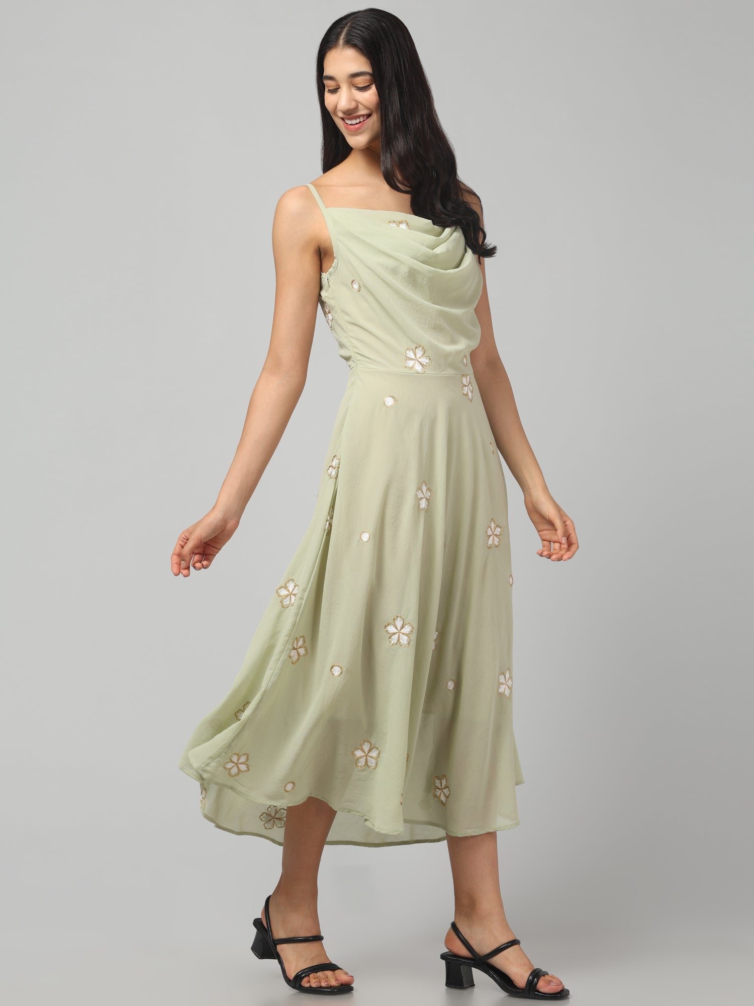Cowl Neck Midi Dress