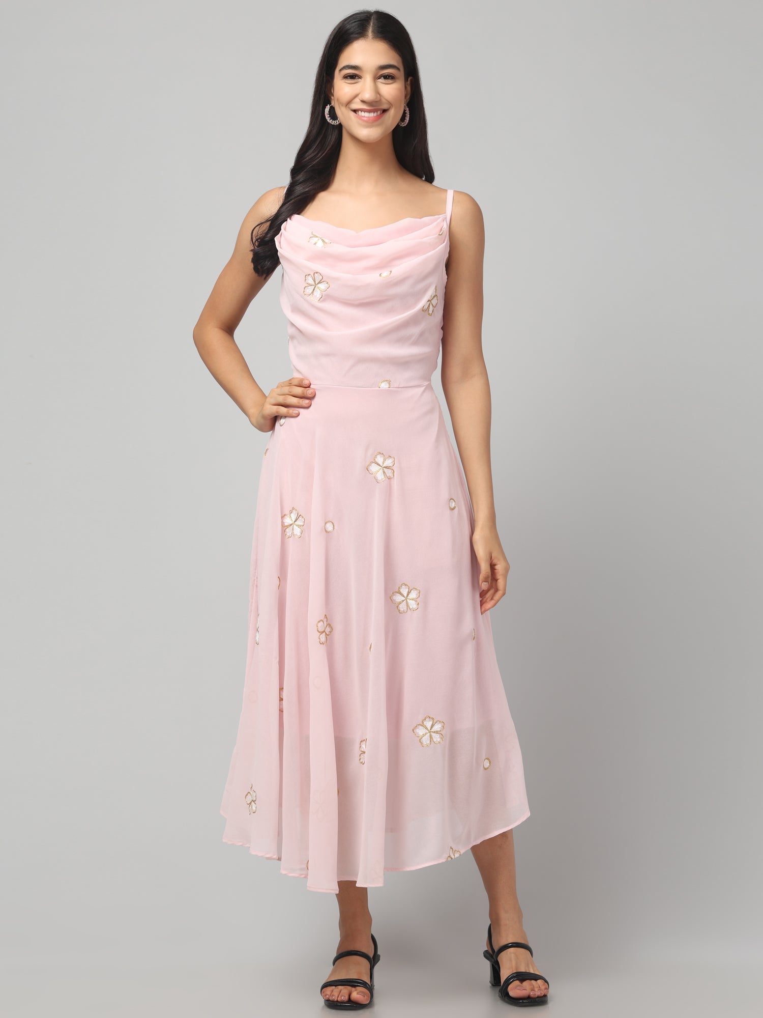 Cowl Neck Midi Dress