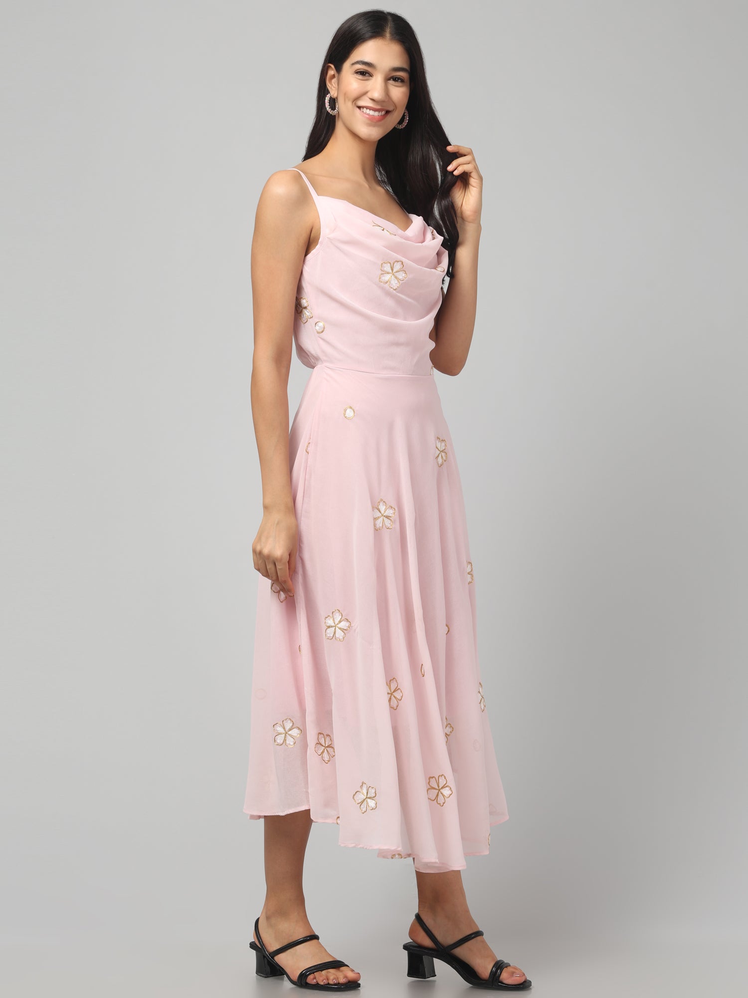 Cowl Neck Midi Dress
