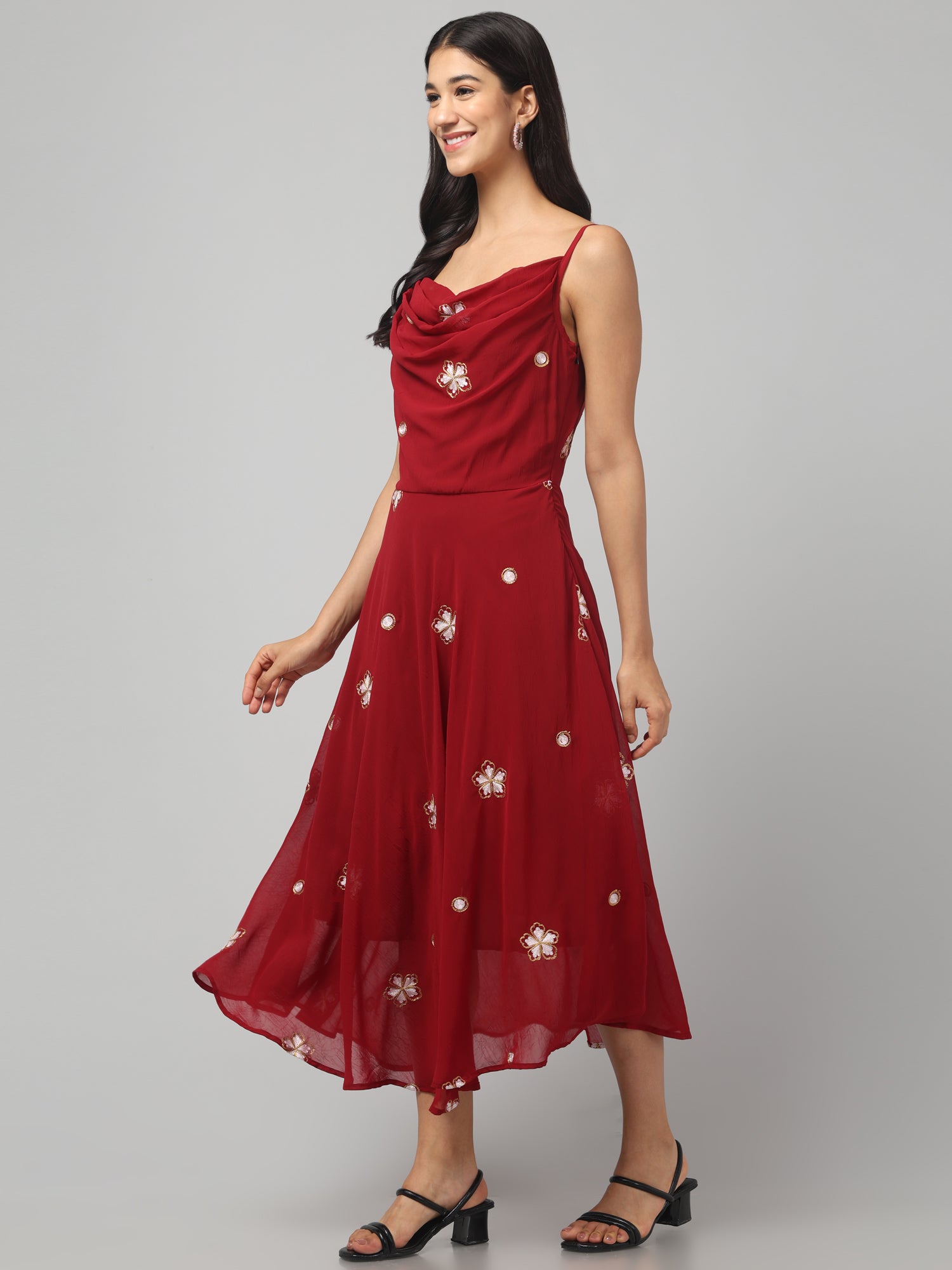 Cowl Neck Midi Dress