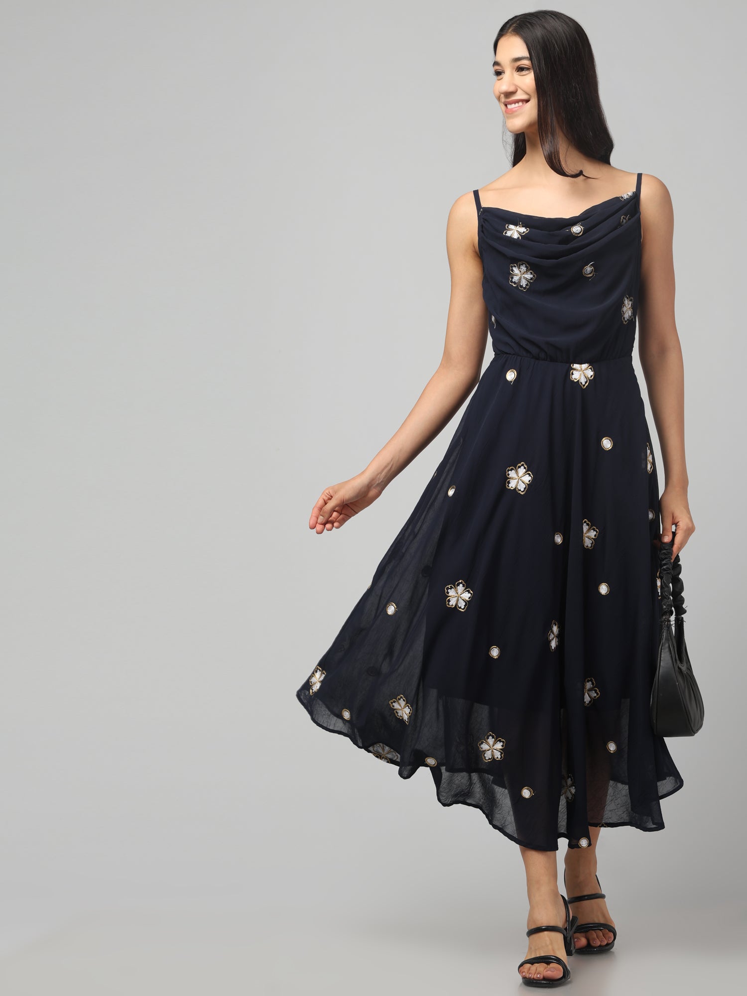 Cowl Neck Midi Dress