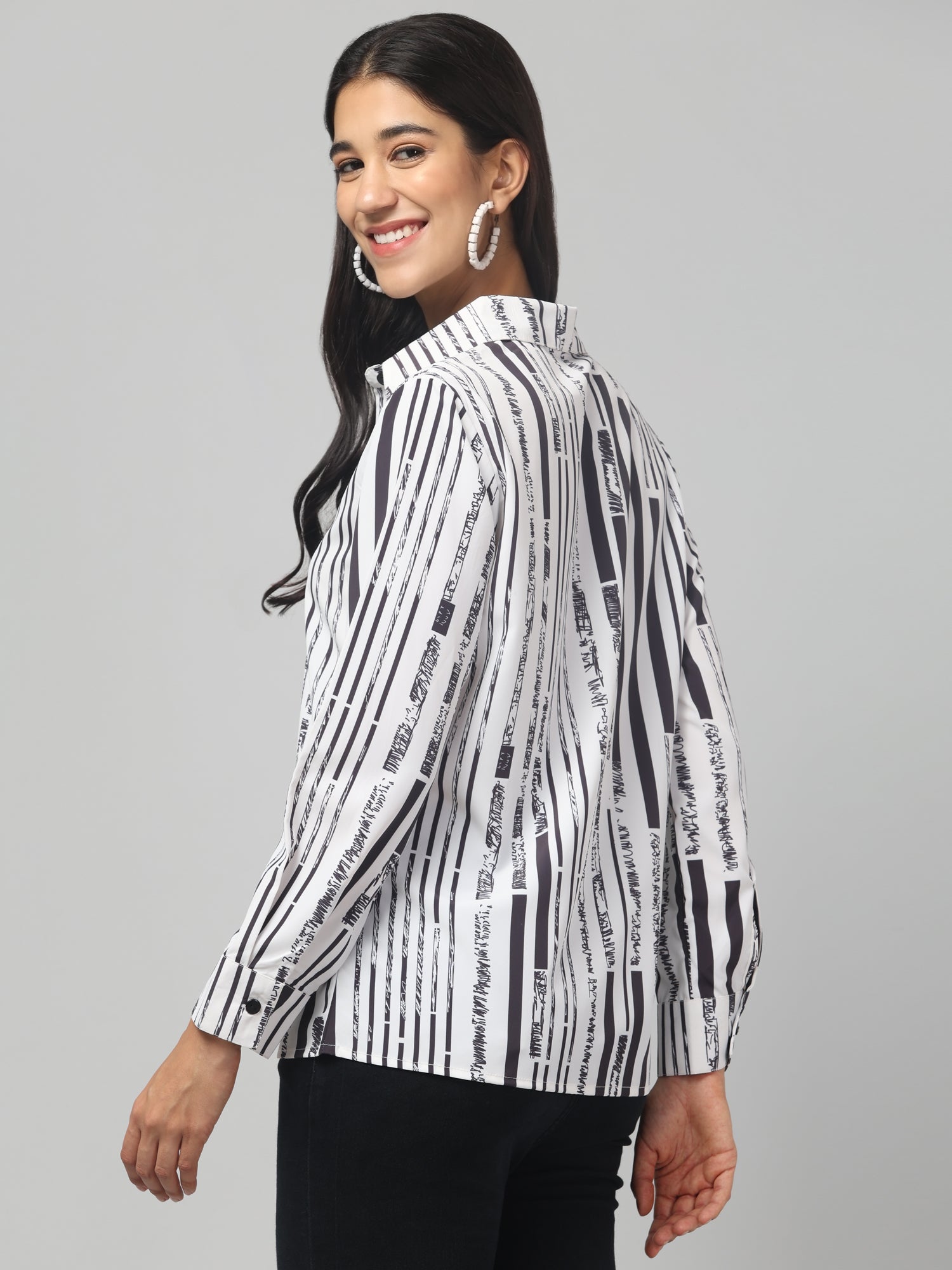 Striped White & Blue Shirt