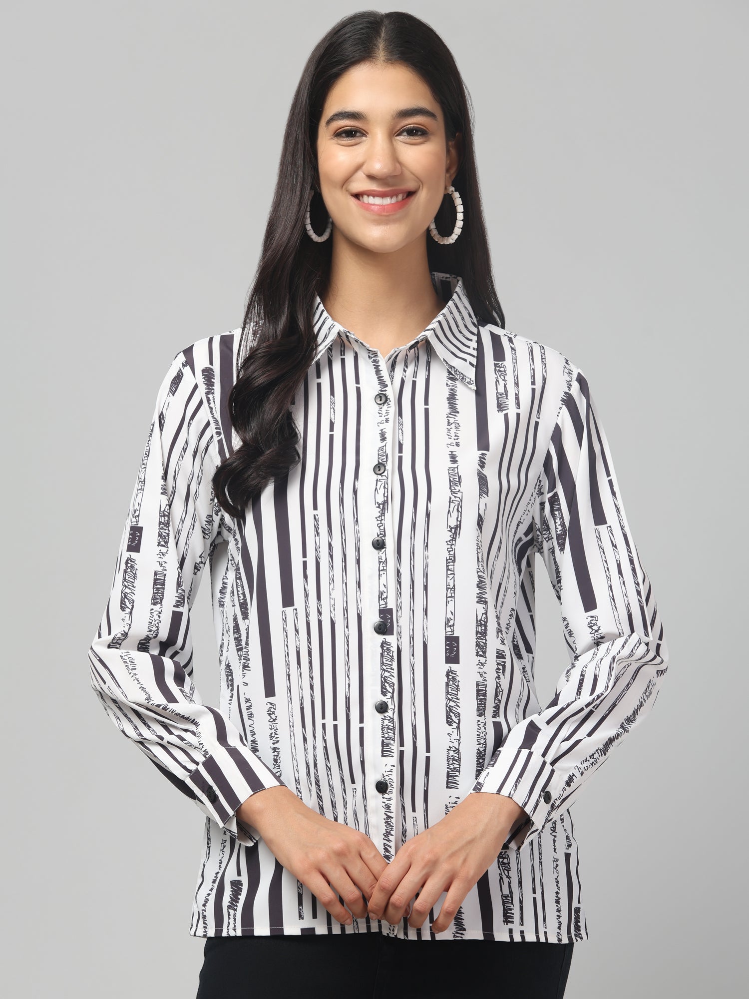 Striped White & Blue Shirt